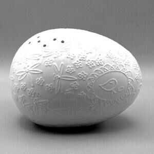 Environmental Ceramics 1985 • Single Shaker • Chicken & Floral Engraved • Japan